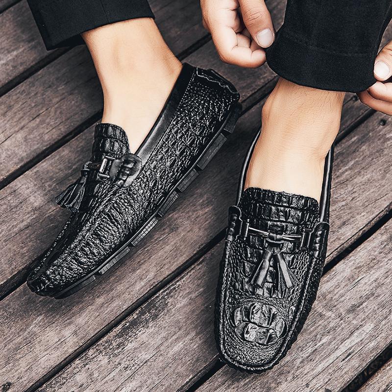 Мужская повседневная обувь Модная мужская обувь Мягкие мужские мокасины с кисточками Мокасины для отдыха Слипоны Мужская обувь для вождения Черные мужские ленивые туфли