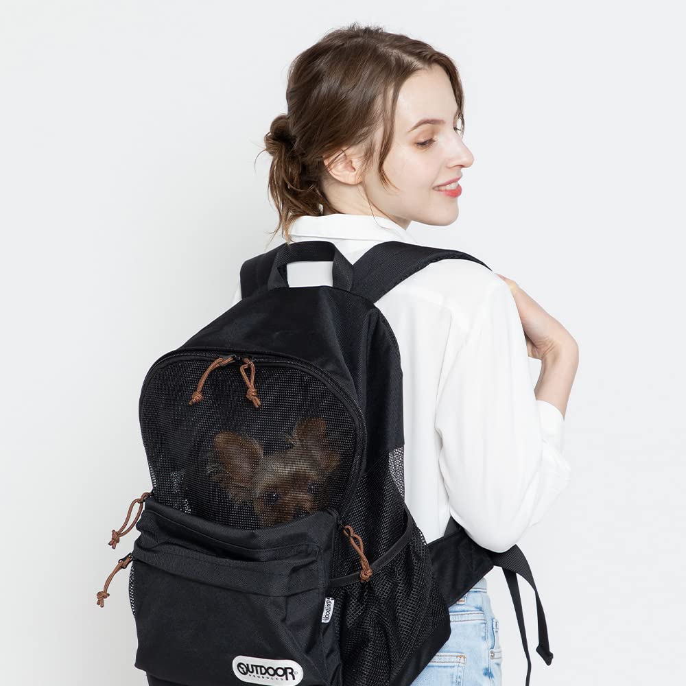 OUTDOOR Pet Backpack Carrier for Dogs and Size M Cats, Black,