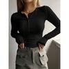 Autumn Women's Button Ribbed Slim Long Sleeve Knitwear