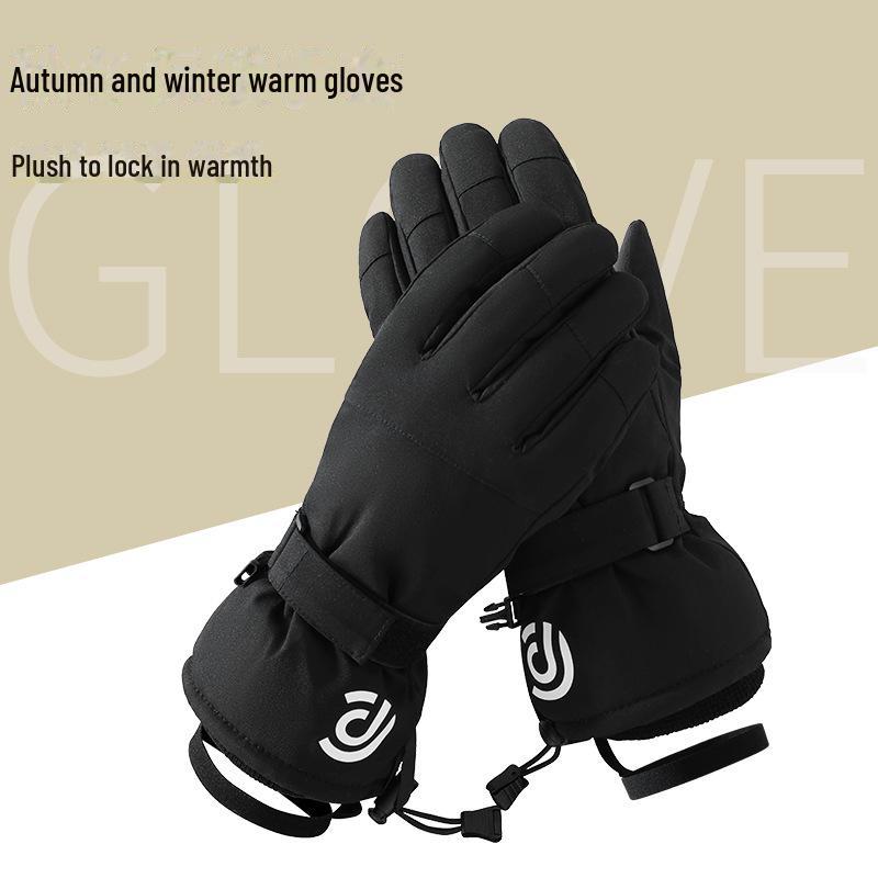 Men's Cold-Proof Thick Velvet Windproof Touchscreen Ski & Motorcycle Gloves for Winter Outdoor Activities