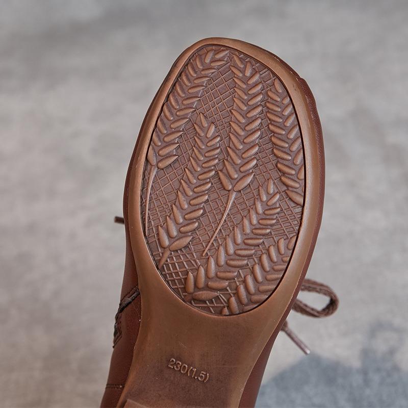 Винтажные короткие ботинки женские из коровьей кожи на среднем каблуке с круглым носком ботинки Мартина из коровьей кожи на высоком каблуке с боковой молнией на шнуровке ботинки для мамы