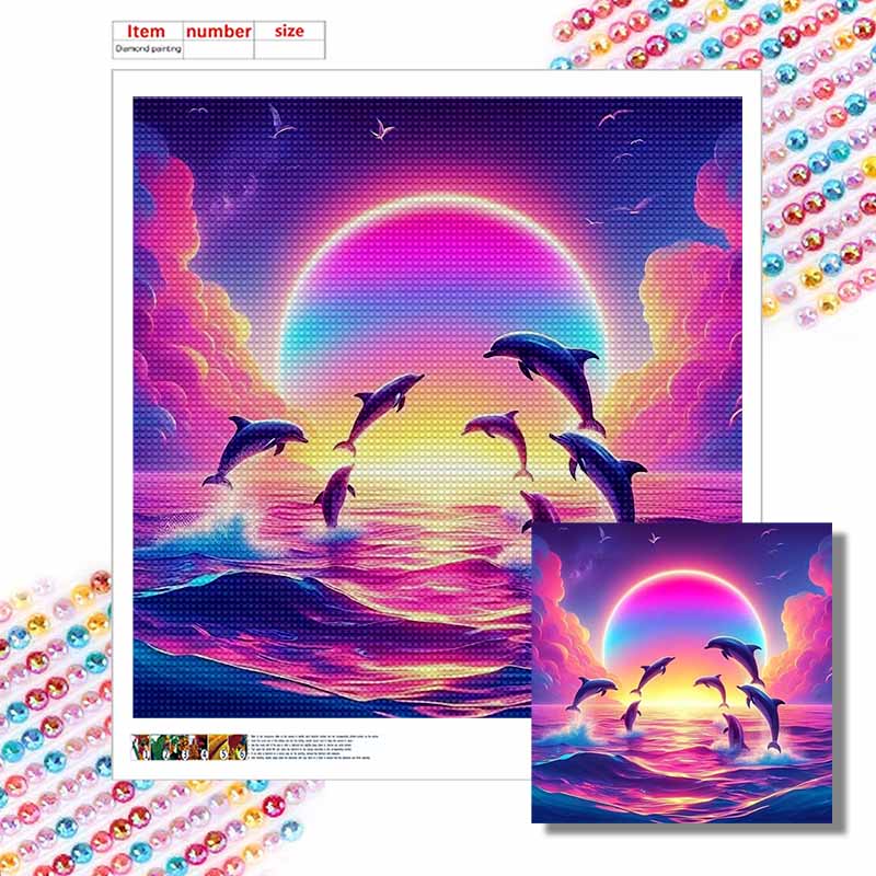 Новое поступление 5D DIY Полный круг Алмазная мозаика «Прыгающий дельфин» Вышивка Крестиком Декор для дома Подарок