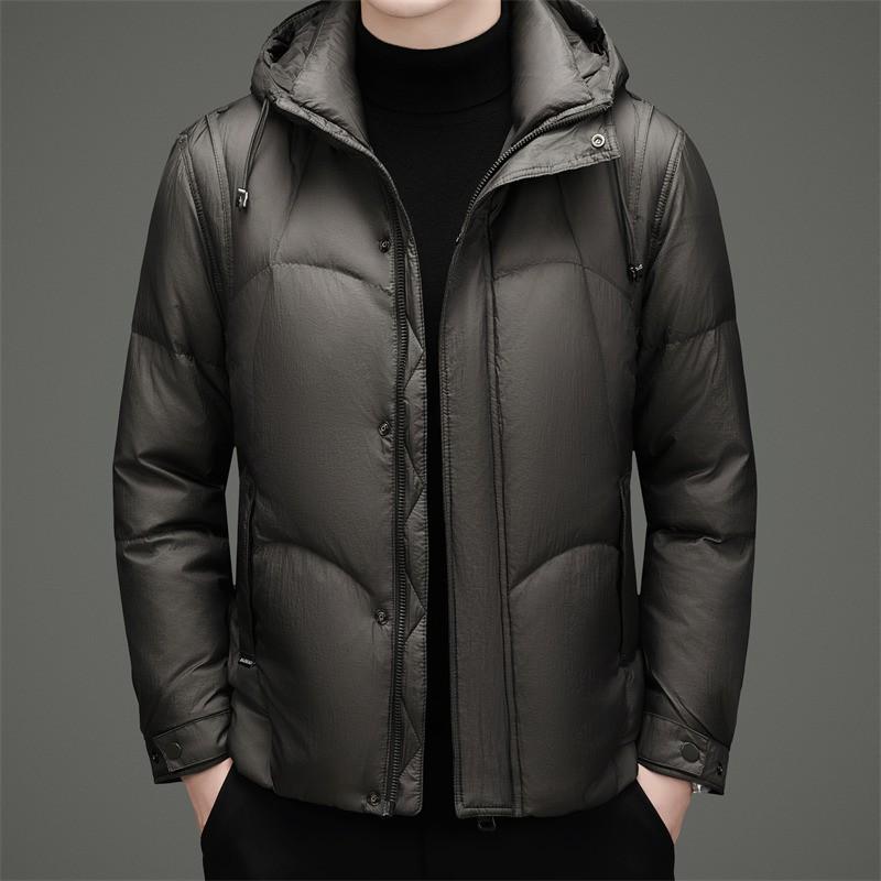 Mens Winter Down Jacket With Hood 90% White Duck Waterproof Warm Outdoor Workwear Coat Cold Weather