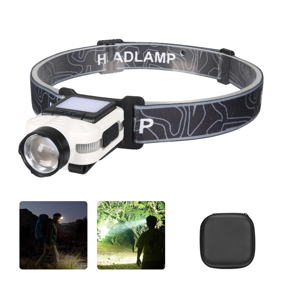 Mini Portable LED Induction Headlampt Built-in Battery Type-c Charging 5 Lighting Modes Ultra Bright Outdoor Hunting Flashlight