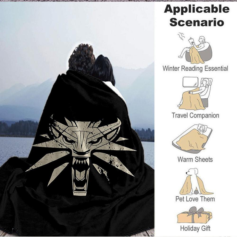 1pc Wolf Head Blanket Lightweight Flannel Blanket Throw Blanket For Sofa, Bed, Travel, Camping, Livingroom, Couch, Chair, And Bed yy2509026177