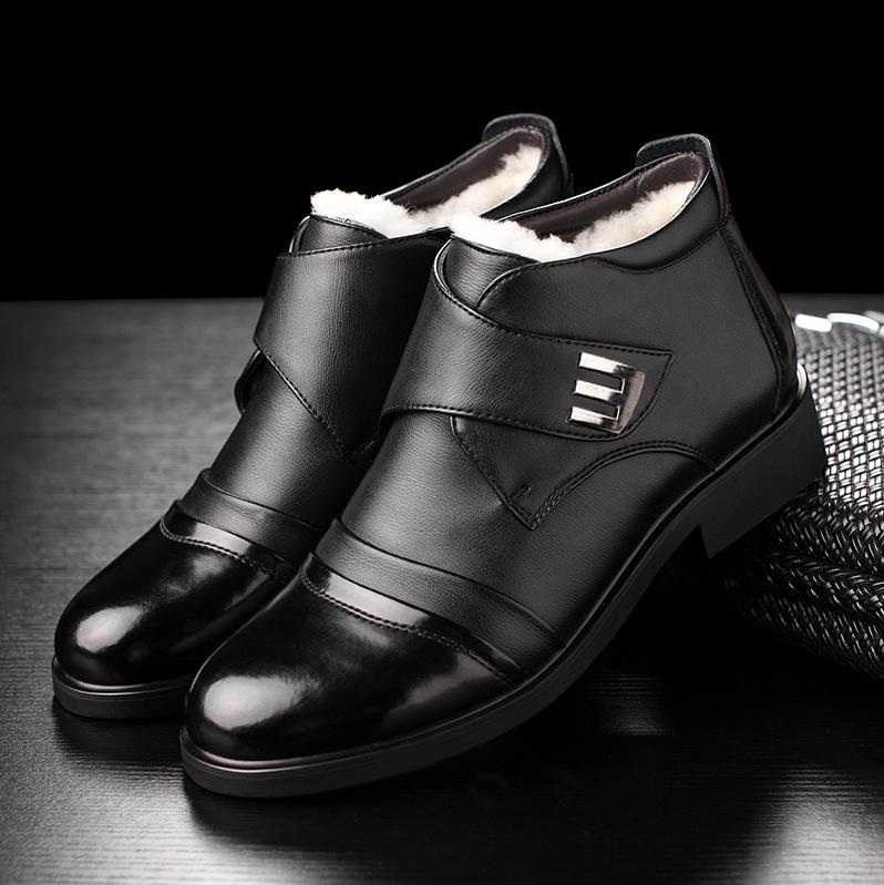 Мужские зимние ботинки из смеси шерсти, размер 38~46, самые теплые кожаные мужские ботинки в русском стиле для зимы