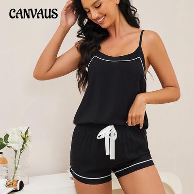 Женские пижамы, летние тонкие сексуальные подтяжки, шорты с открытой спиной, домашняя одежда из двух предметов