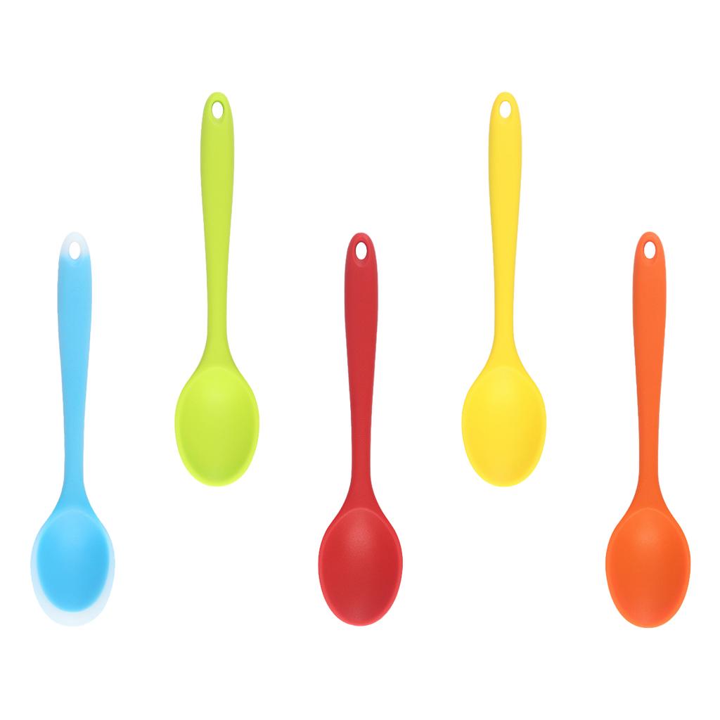 Set of 5 Elegant Soup Spoons Silicone Dinner Spoons Silicone Tablespoons Suitable for Family Meals and Gatherings Use
