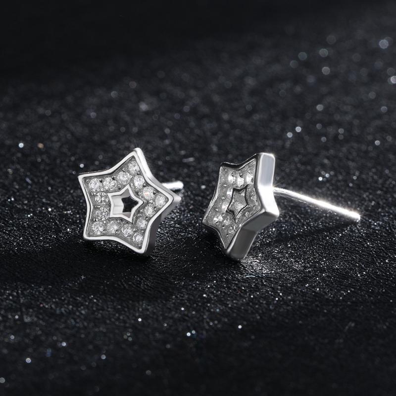 Modian 925 Sterling Silver Hollow out CZ Stud Earrings For Women Girl Dazzling Statement Hypoallergenic Jewelry