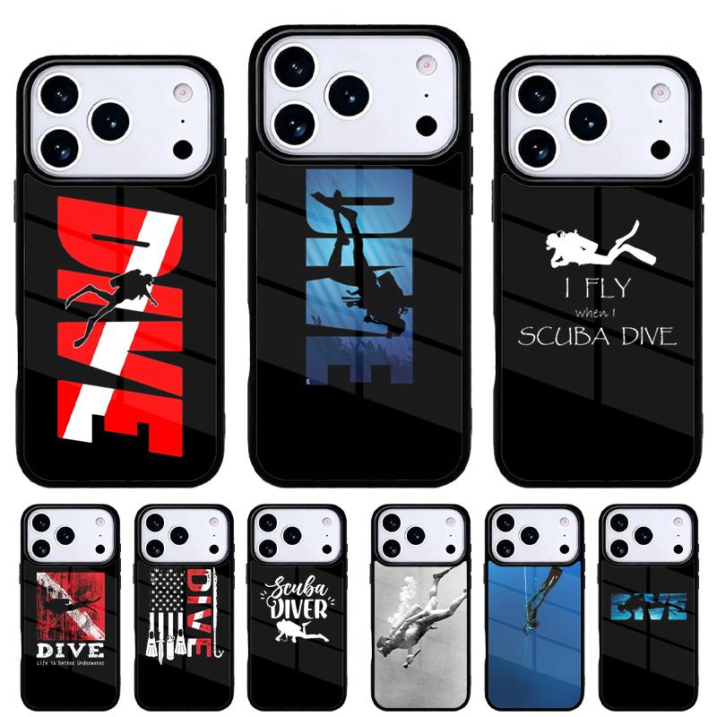 Scuba Diver Underwater Diving soft Phone Case for iPhone 17 Air 16e 15 14 13 Pro Max Back Cover for 12 11 Pro Coque