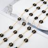 2Meters 1Meter Stainless Steel Black Crystal Flower Chains Natural Stone Beaded Chains for Necklace Earrings DIY Jewelry Making