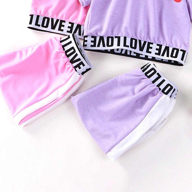 Детский костюм из топа с коротким рукавом и брюк, комплект одежды из двух предметов для малышей