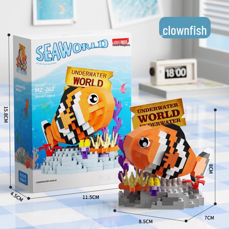 Совместимо с Lechaochao Lechuang Shark Model Marine Life Building Blocks Toy для детей