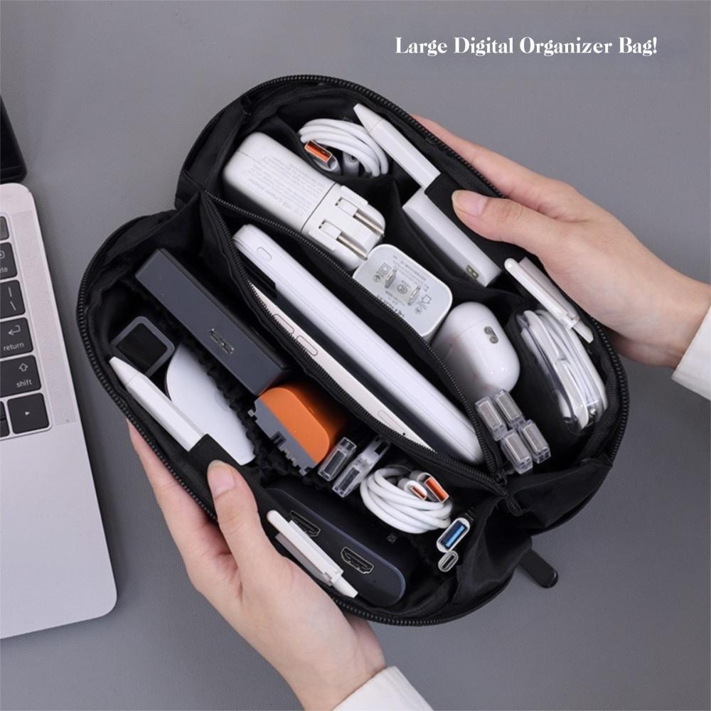Portable USB Organizer Bag Solid Color Cable Storage Pouch  for Electronic Accessories Storage