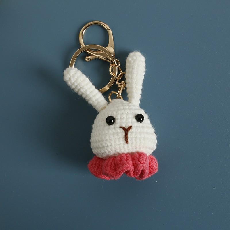 Cartoon Animal Doll Series Crochet Keychain Knitted Rabbit Keychain Cute Bear Keyring For Bag Pendant Custom Accessory