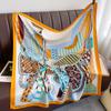Brand Twill Silk Scarf Women Luxury Shawl Wrap 90cm Square Headband Print Neck Tie Female Hijab Satin Echarpe  Bandana