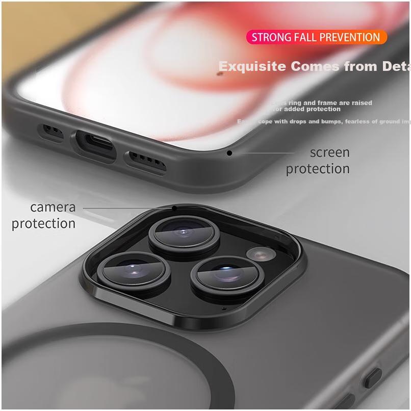 Frosted MagneticCase for IPhone 15 Pro, for IPhone 15 Pro, Semi-Transparent Magnetic Ultra-Thin Shockproof Simple Soft Case, Frosted White