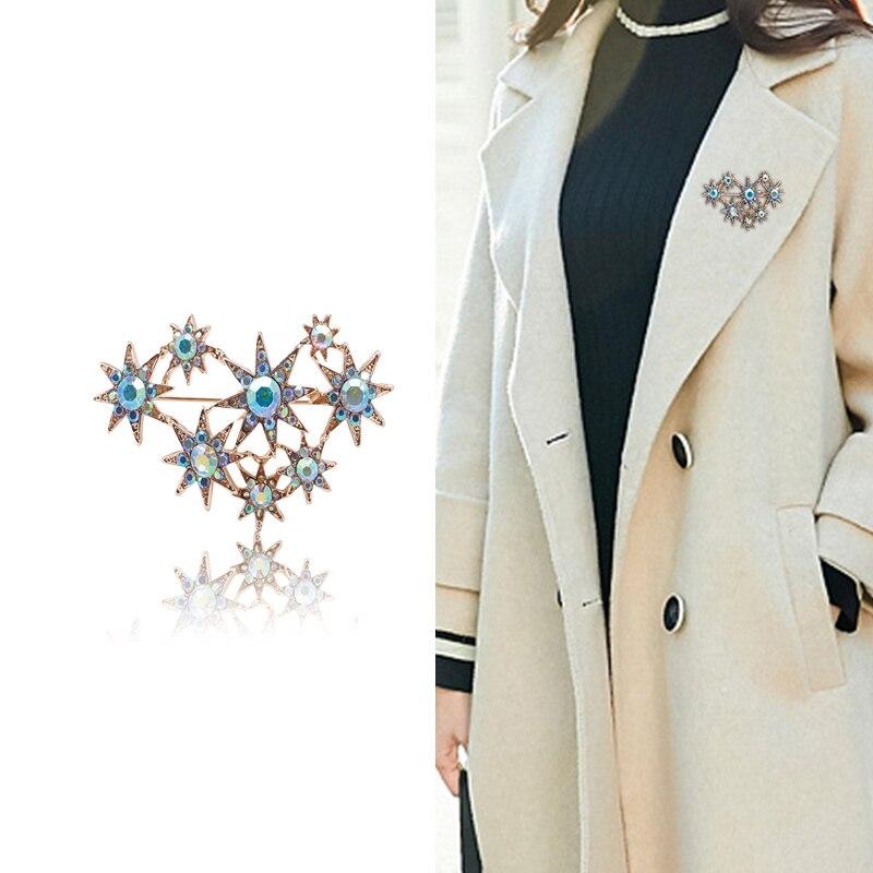 Blucome Starry Sky Brooch Colorful Enamel Gold-color Women Brooches for Party Bag Ladies Pins Corsage Clips