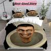 3D Модная Игра Скибиди Туалет Арале Комплект Постельного Белья Печать С Наволочкой Пододеяльник Мягкий Односпальный Двуспальный Queen Super King Размер