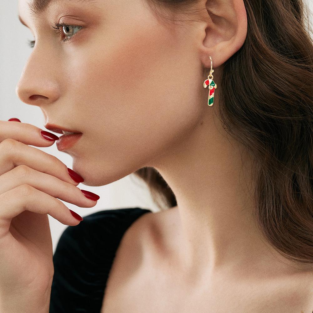 6 Pairs Ladies Christmas Series Earrings With Santa Claus Zircon Pattern Fashionable And Cute Cartoon Alloy Earrings Accessories