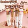 4/8 PCS Cartoon Bear Design Assorted Colors Retractable Ballpoint Pens 10 Colors 0.5mm Office Supplies,Party Gifts,Graduation Season Back School
