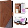Protective Case - Booling - for Samsung Galaxy A35 5G - Brown - PU Leather - 2 Tempered Glasses