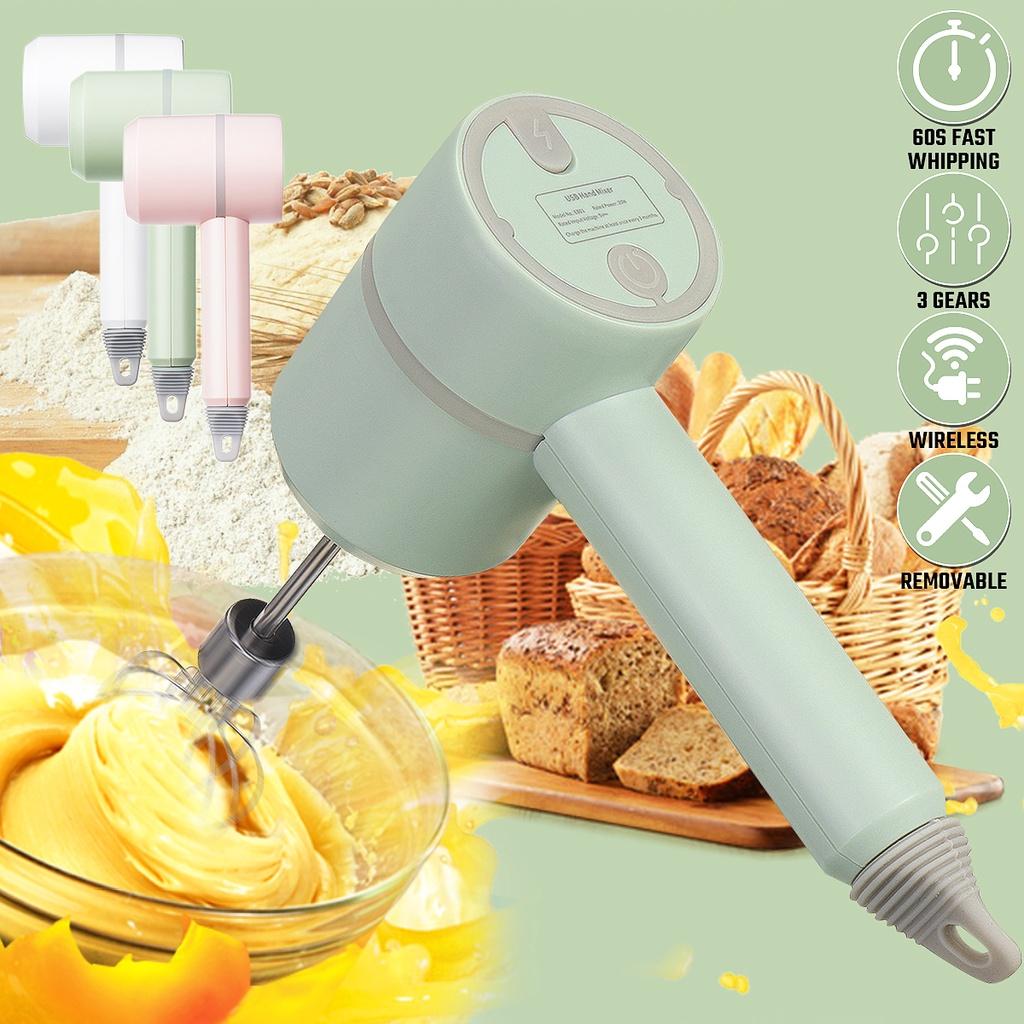 20W Electric Hand Baking Mixer Wireless Stainless Steel Egg Beater Mini Electric Whisk Mixer Household Handheld Whisk Stand Cake