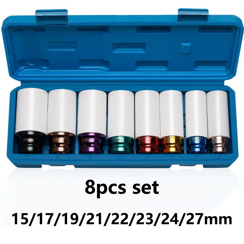Colour Hex Sockets Pneumatic Wrench Tire Screw Sleeve 1/2" Air Gun Tire Protection Impact Nut Socket Car Garage Repair Tool Kit