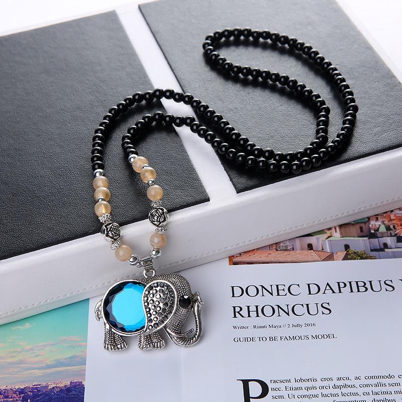 Ожерелье из бисера, длинная винтажная веревка в стиле бохо, ломтик цепи, каменные подвески, богемные этнические женщины