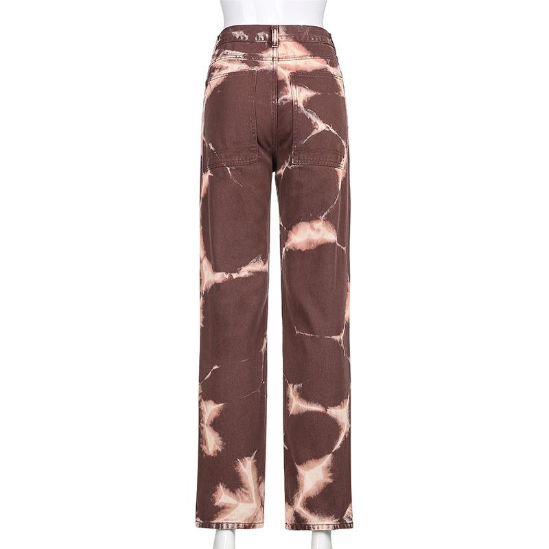 Весна 2022, женская мода с высокой талией y2k, эстетический принт, женские широкие джинсы, мешковатые женские брюки-карго, джинсовые брюки для мамы