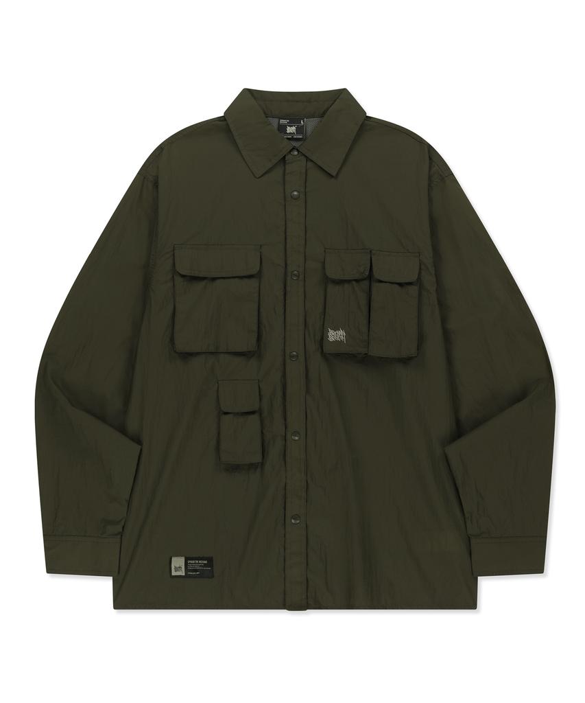 BROWNBREATH Multi Pocket Utility Shirts - Khaki