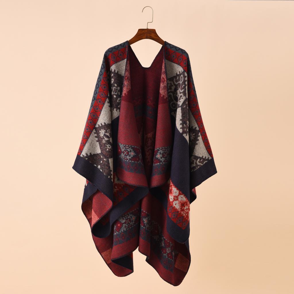 Striped Colorblocking Travel Shawl Elegant Personalized Printed Poncho
