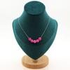 Stones and Minerals. Necklace 5 Beads Cracked Agate Fuchsia 8 Mm. Steel Chain Necklace Women, Men. Customizable Size.