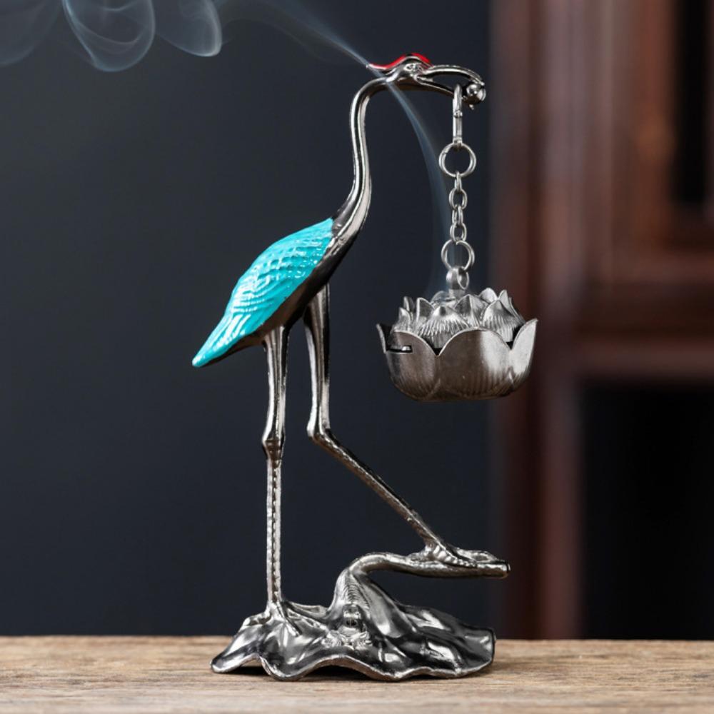 Благовонница в китайском стиле, цинковый сплав, хорошая символика, ароматерапия для помещений, аксессуары с красноголовым журавлем, подставка для благовоний, подарки