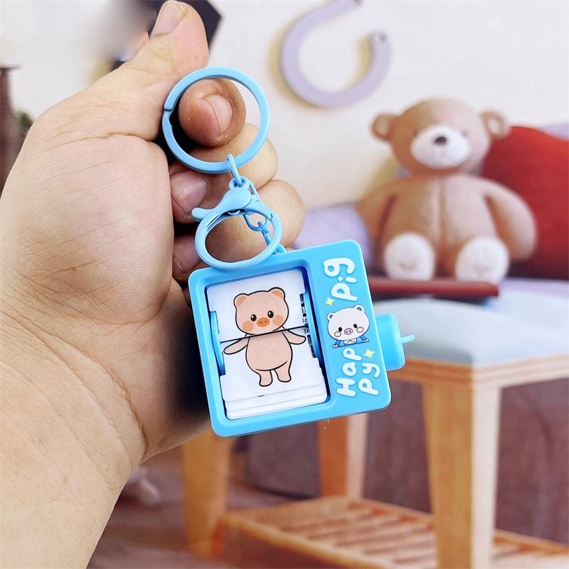 Забавный Капибара Свинья Флипбук Анимация Машина Брелок Творческий Мультфильм Масло Медведь Анимация Брелок Сумка Подвеска Ключ Детский Подарок