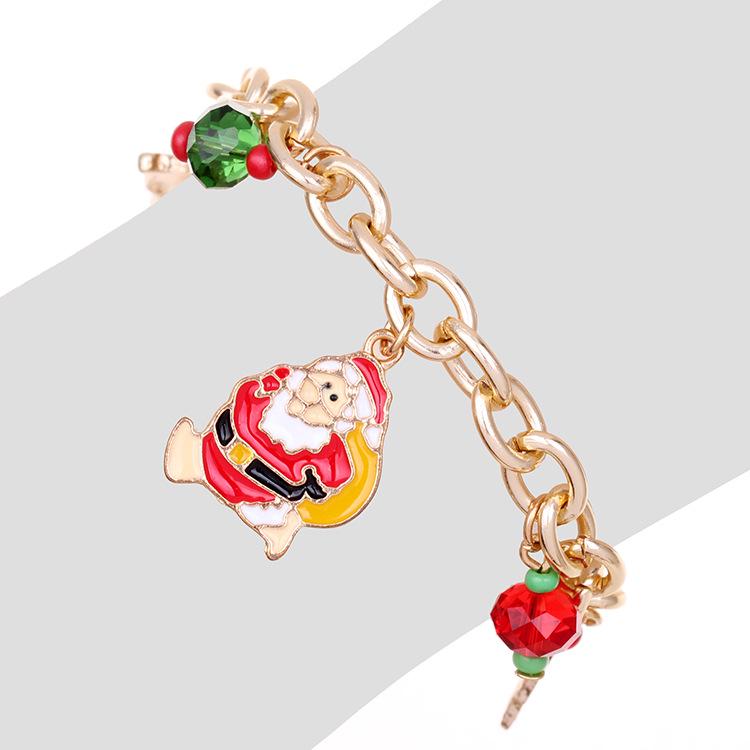 Браслет 'Дед Мороз, Рождественская Елка и Олень' из сплава с эмалью, Подарок