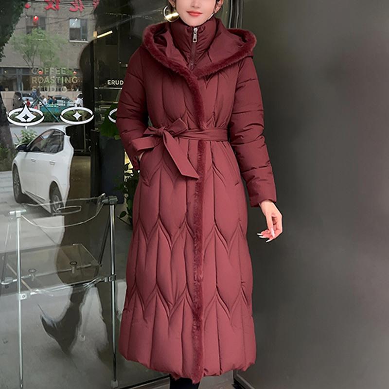 Plus Size L-7XL Fashion Winter Jackets Woman Long Parkas Hooded Loose Thick Warm Overcoat Casual Women's Coats With Belt