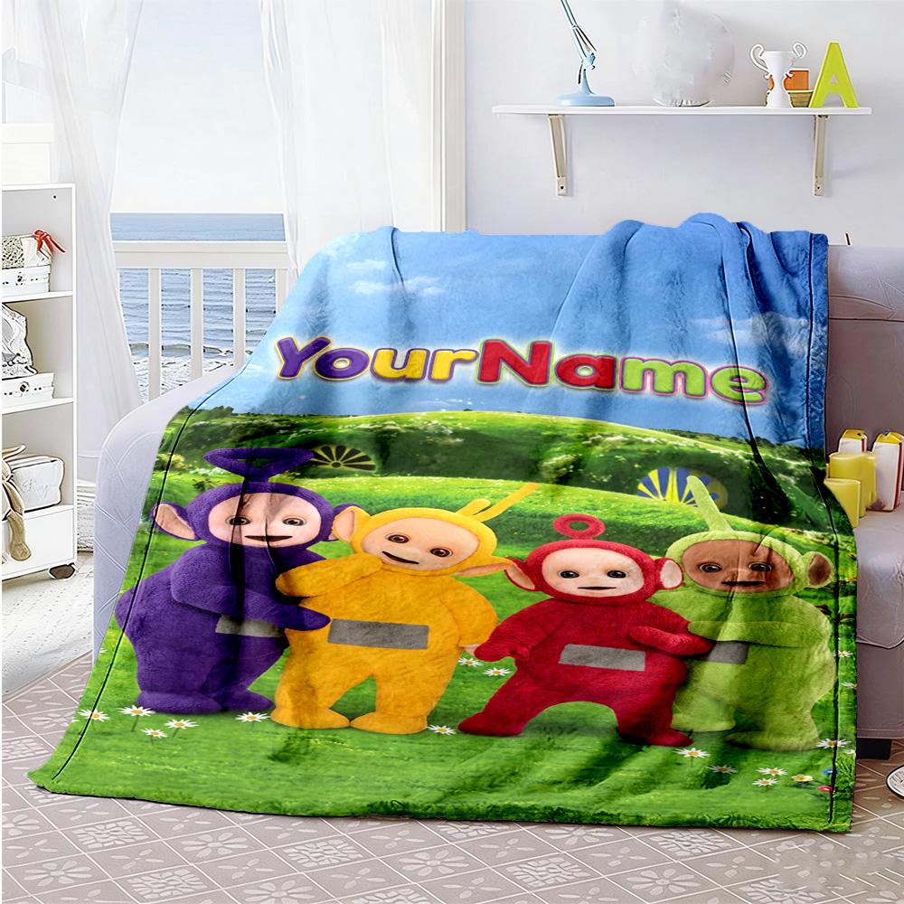Teletubbies Customize Text Blanket Throw Personalized Blanket Warmthful Decor Great for Home Decor Chair Office Chair Living Room