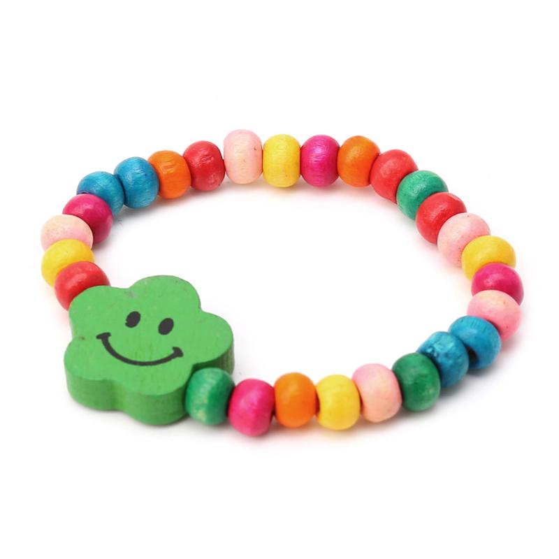 5Pc Lovely Kids Children Wood Elastic Bead Bracelets Birthday Party Jewelry Gift