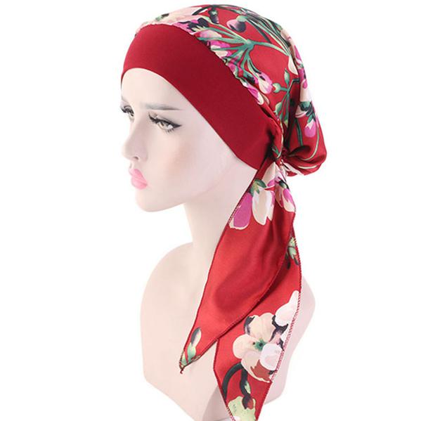 Fashion Personality Temperament Ladies Pirate Hat Pure Color Simulation Silk Scarf Hat Elastic Hair Band Braid Hat