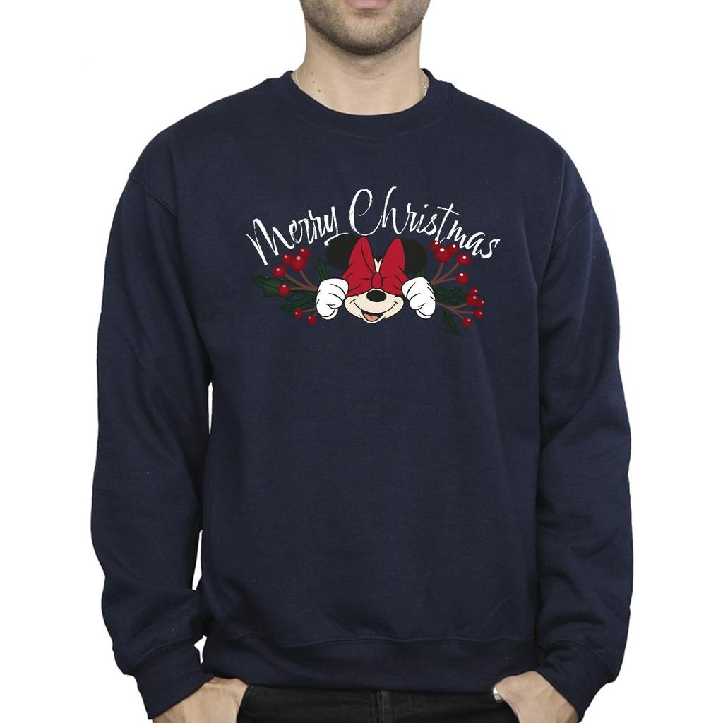 Disney Mens Minnie Mouse Christmas Holly Sweatshirt