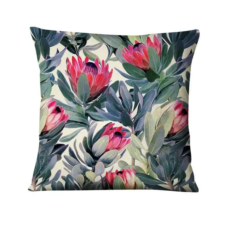 Green Plant Printed Cushion Cover Decorative Tropical Palm Leaf Pillow Case Living Room Bedroom Car Sofa Home Decora Pillowcase