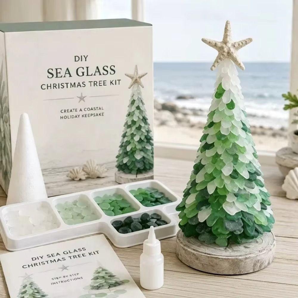 Pebble Stones Sea Glass Tree Kit 3D Design Christmas Craft Set Sea Glass Craft Set Home Decor