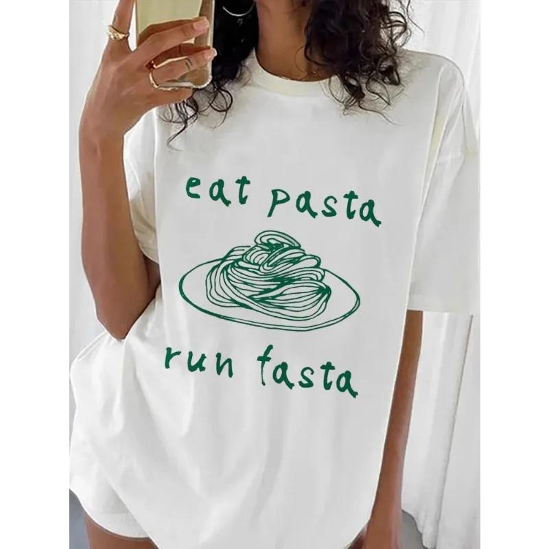 ZX TEE Eat Pasta Run Fasta T-Shirt Pasta Lover Shirt Food Lover Tee Gift For Friends Birthday Gift Funny Slogan Unisex Fashion Tops