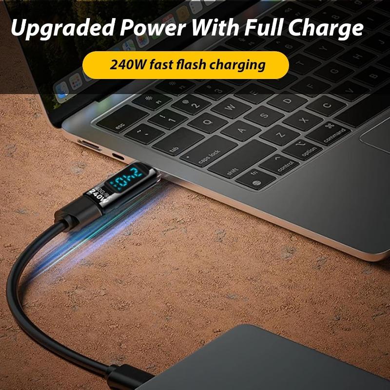 2pcs 240W USB C Adapter Power Meter Tester with Wattage LED Digital Display Multifunctional USB C Extension Adapter Data Transfer for iPhone 16/15