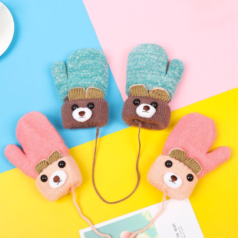 New Hot Elastic Boys Girls Cute Cartoon Kids Gloves Knitted Mittens Thick Warm