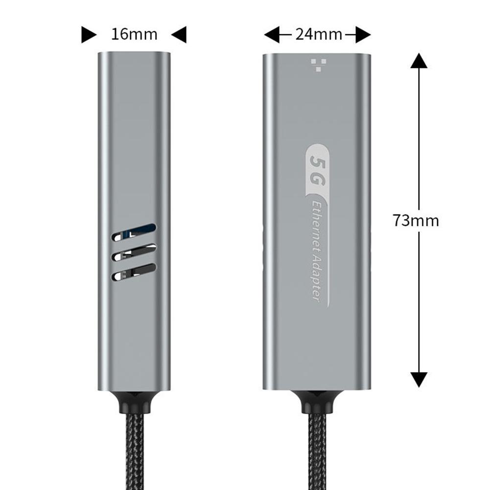 2-в-1 USB/Type C на Ethernet-адаптер 5000 Мбит/с RJ45 в Type C Ethernet-конвертер USB-C LAN-адаптер для Windows 10/11 и Mac OS