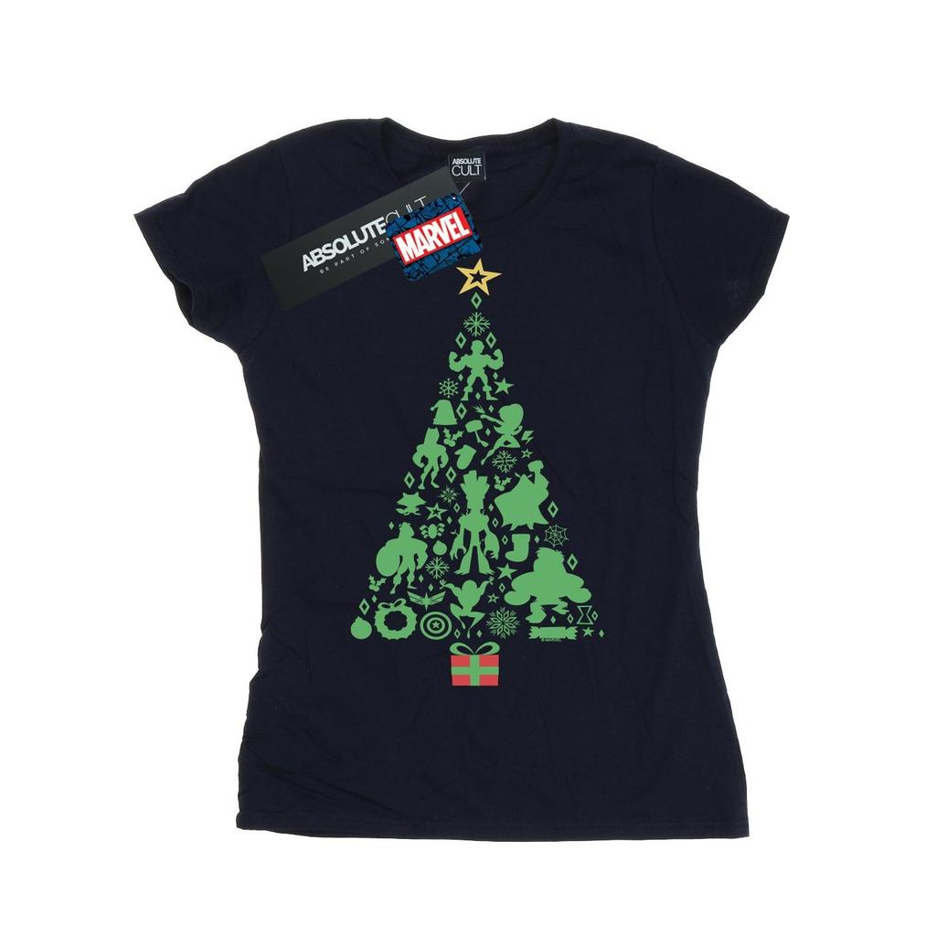 Marvel Womens/Ladies Avengers Christmas Tree Cotton T-Shirt
