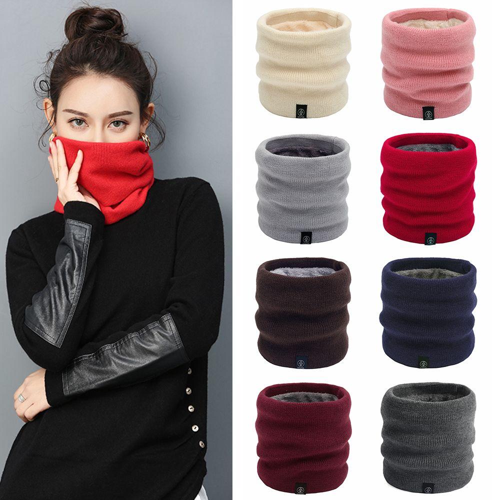 Thick Collar Scarf Fleece Lined Knitted Scarf Circle Loop Scarves Winter Neck Gaiter Neck Warmer