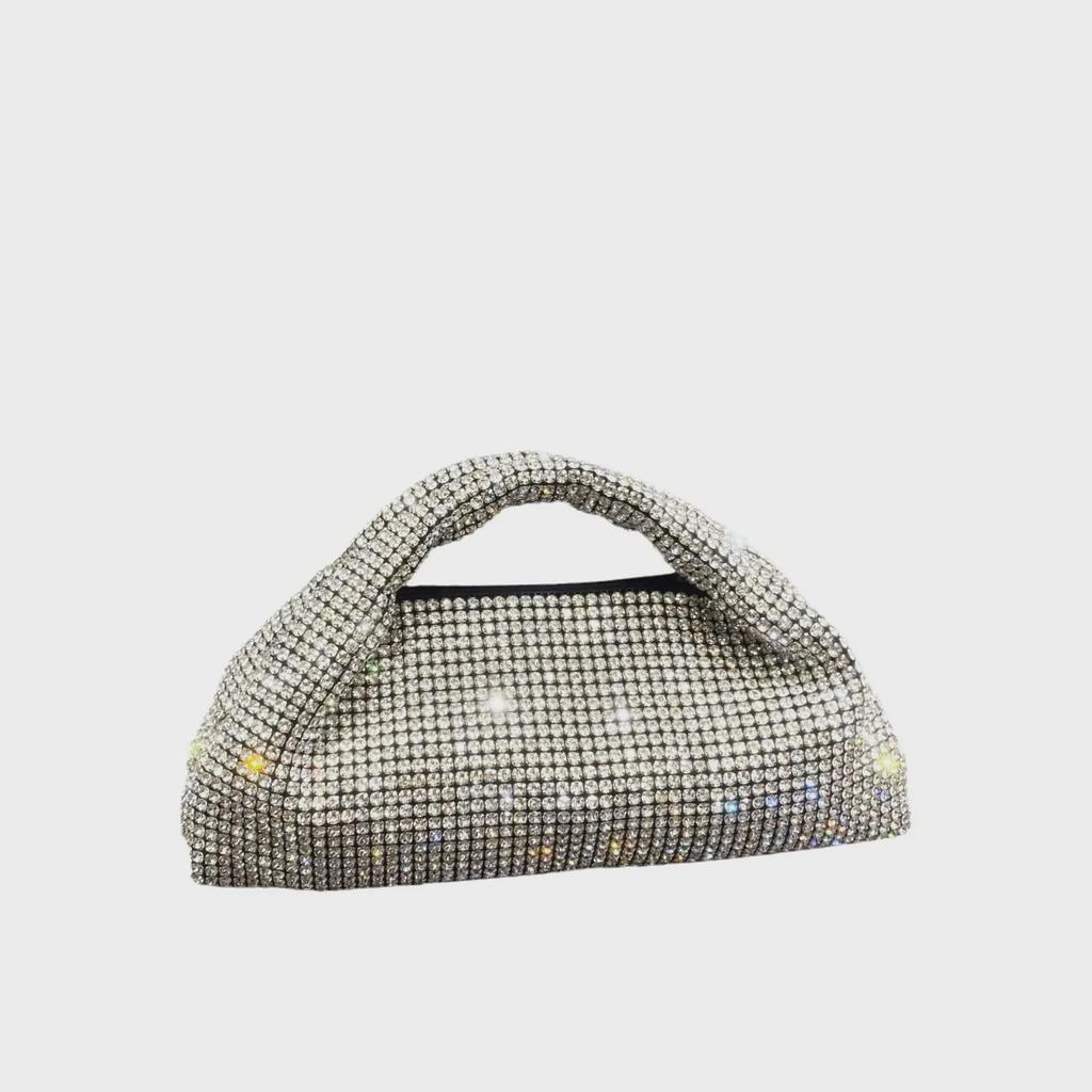 Женская вечерняя сумочка из акрила со стразами 2025 года - дизайн в виде крестообразной цепочки с бриллиантами